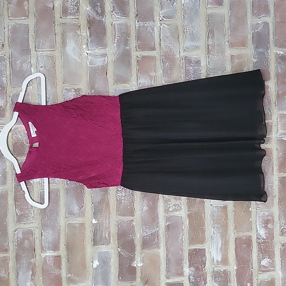 Magenta and Black Mini Dress